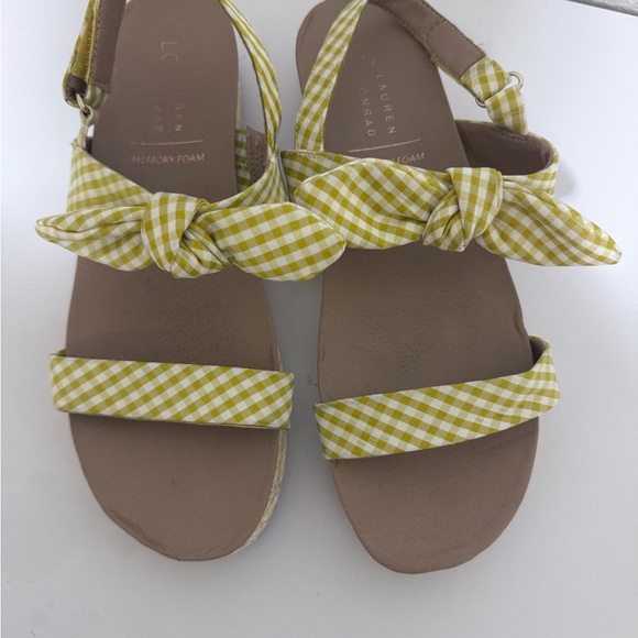 LC Lauren Conrad Yellow Checkered Sandals with Bow - Picture 8 of 8